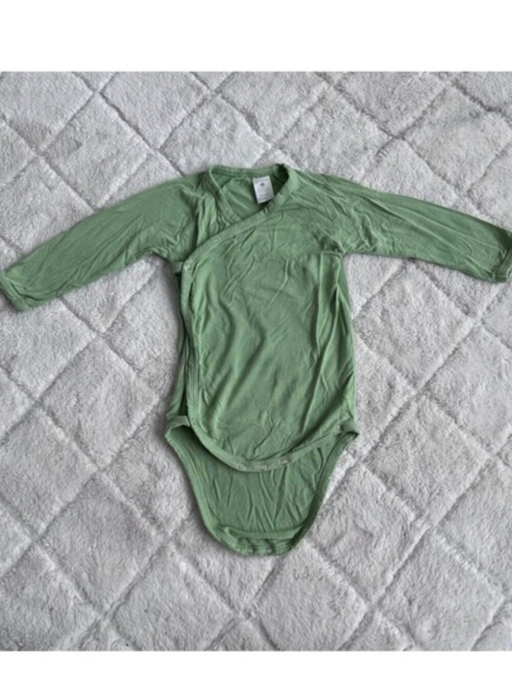 Kate Quinn | Green Solid Long Sleeve Kimono Wrap Bodysuit | Size 6-12 Months
